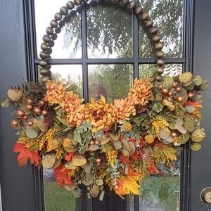 18" Stain Beaded Rich Fall Color Wreath